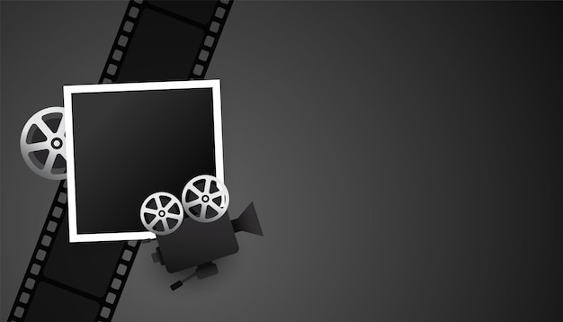 Vector gratuito elementos de cine realistas sobre fondo negro con espacio de texto