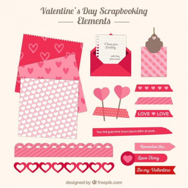 Elementos de colección de recortes para el día de san valentín