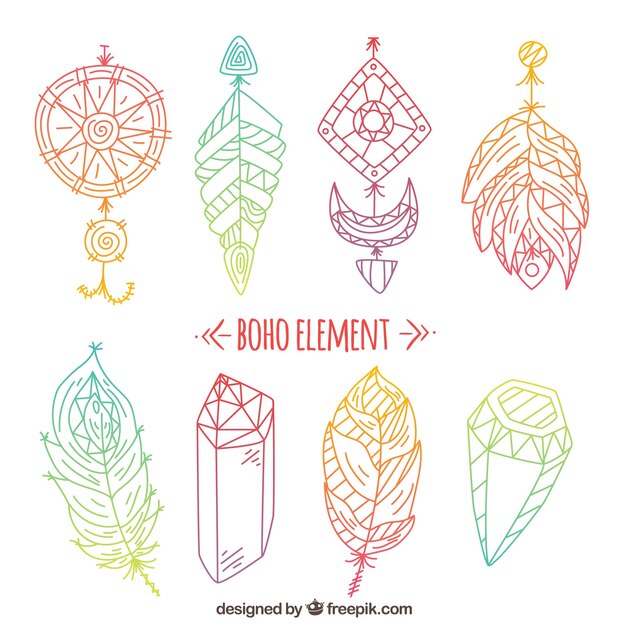 Elementos coloridos en estilo boho