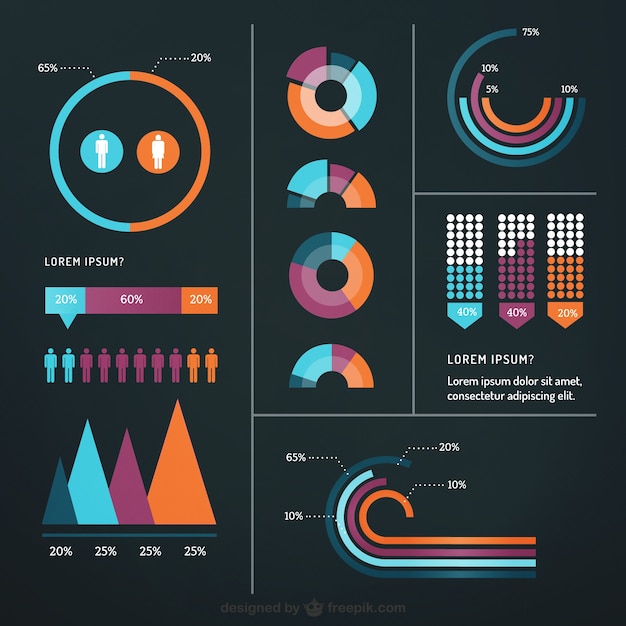 Elementos coloridos para infografía