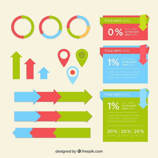 Elementos coloridos para infografías en diseño plano