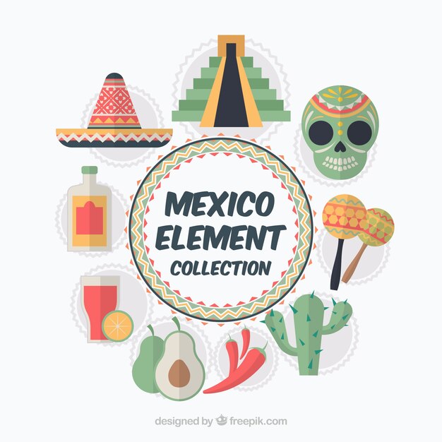 Elementos coloridos de méxico