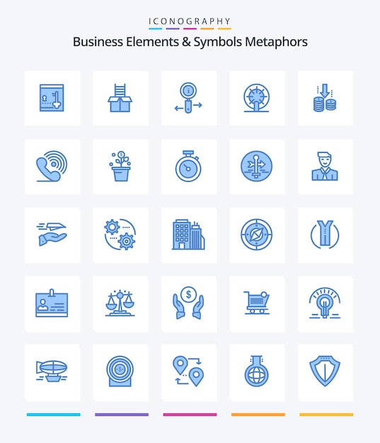Vector gratuito elementos comerciales creativos y símbolos metáforas 25 paquete de iconos azules como transferencia de información de barco rueda de barco