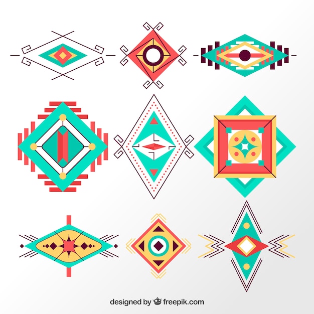 Elementos decorativos abstractos en estilo étnico