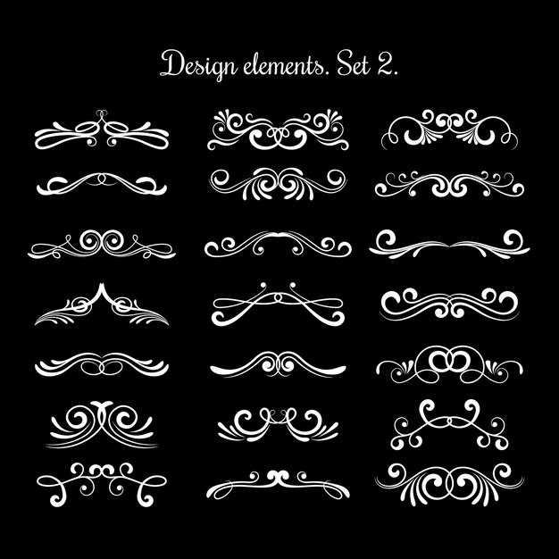 Elementos decorativos caligráficos de desplazamiento