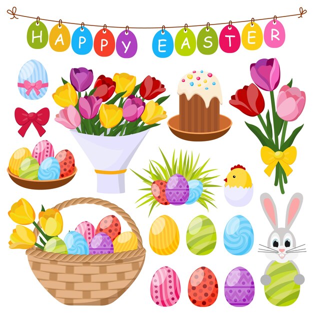 Elementos decorativos del día de Pascua