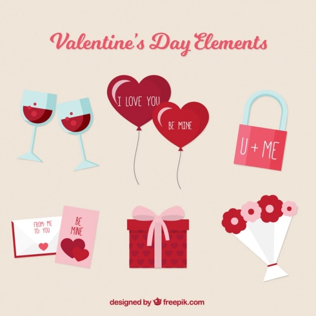 Elementos decorativos del día de san valentín