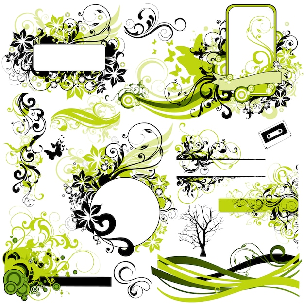 Vector gratuito elementos decorativos florales