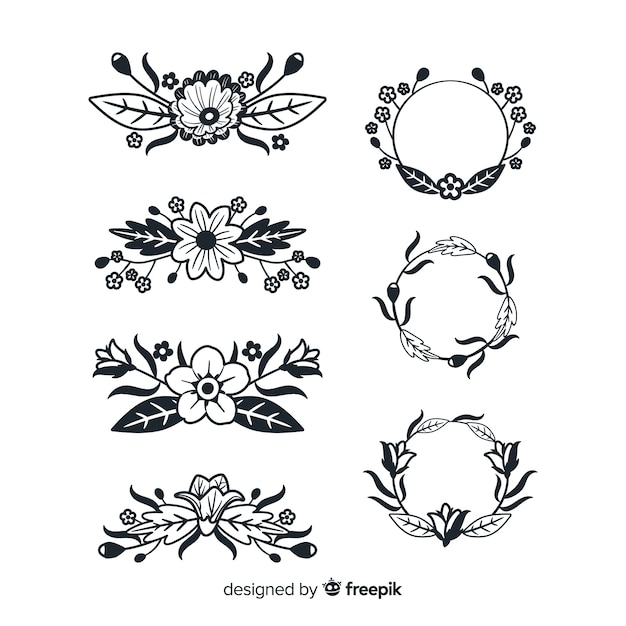 Vector gratuito elementos decorativos de flores dibujados a mano