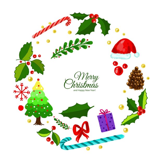 Elementos decorativos de Navidad diseño de tarjetas de vacaciones