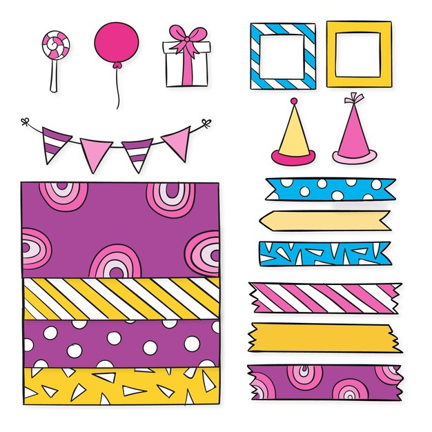 Elementos decorativos de scrapbook de cumpleaños