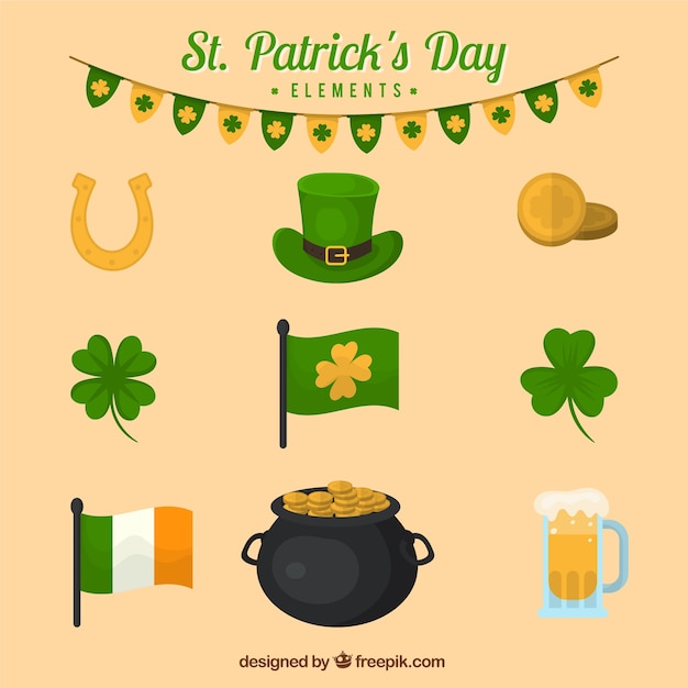 Vector gratuito elementos del día de san patricio