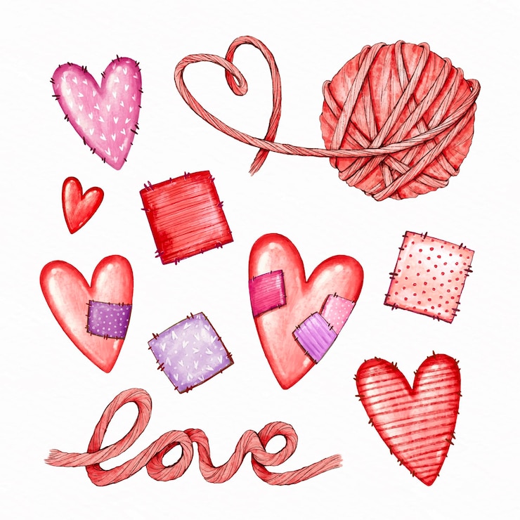 Vector gratuito elementos del día de san valentín en acuarela