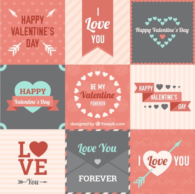 Elementos del día de san  valentín en un estilo retro