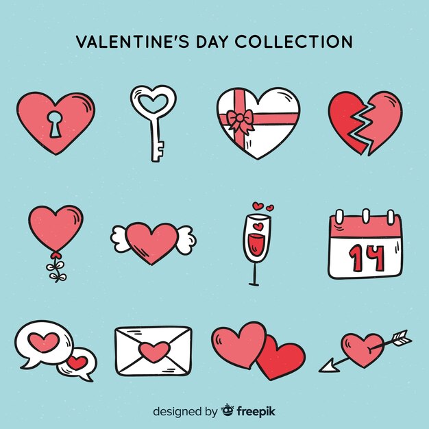 Elementos día de san valentín garabatos