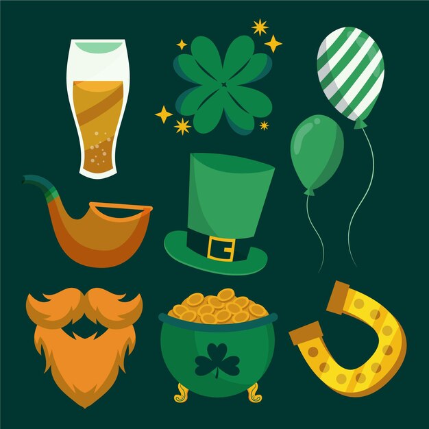 Elementos dibujados a mano del día de san patricio.