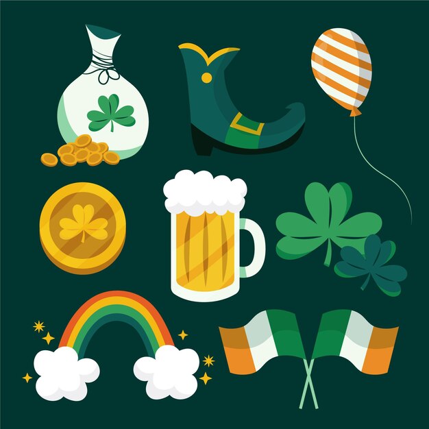 Elementos dibujados a mano del día de san patricio.