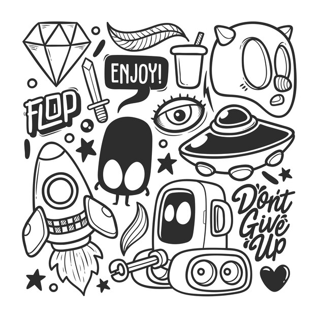 Elementos dibujados a mano Doodle Vector