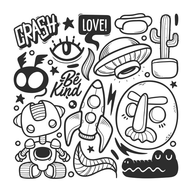 Elementos dibujados a mano Doodle Vector