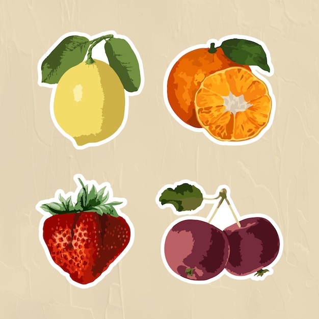 Vector gratuito elementos de diseño de colección de pegatinas de frutas tropicales vectorizadas