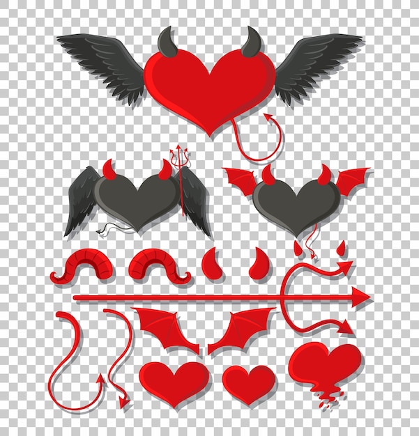 Elementos de diseño de diablo y ángel.