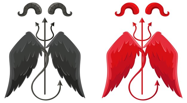 Elementos de diseño de diablo y ángel.
