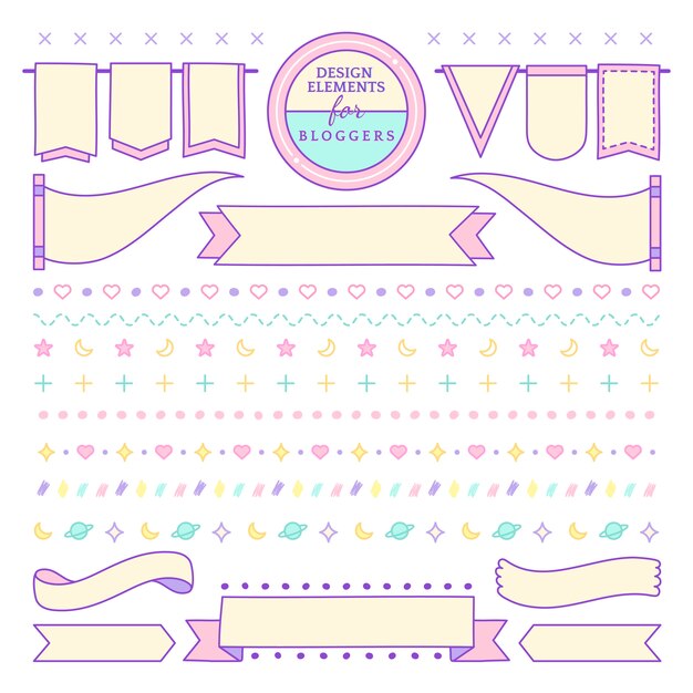 Elementos de diseño lindo y femenino para bloggers vector