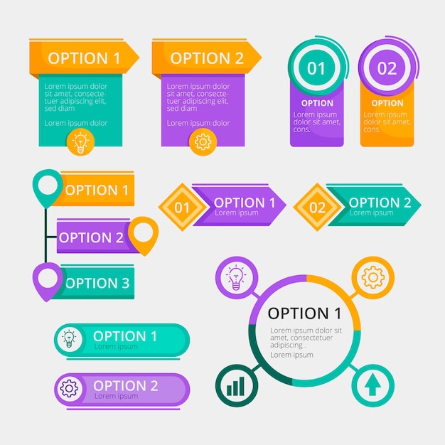Elementos de diseño plano infografía