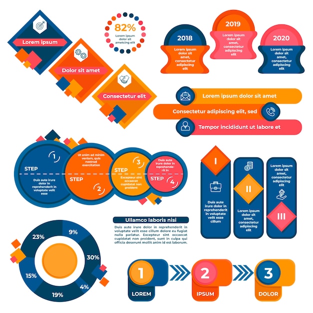 Vector gratuito elementos de diseño plano infográfico