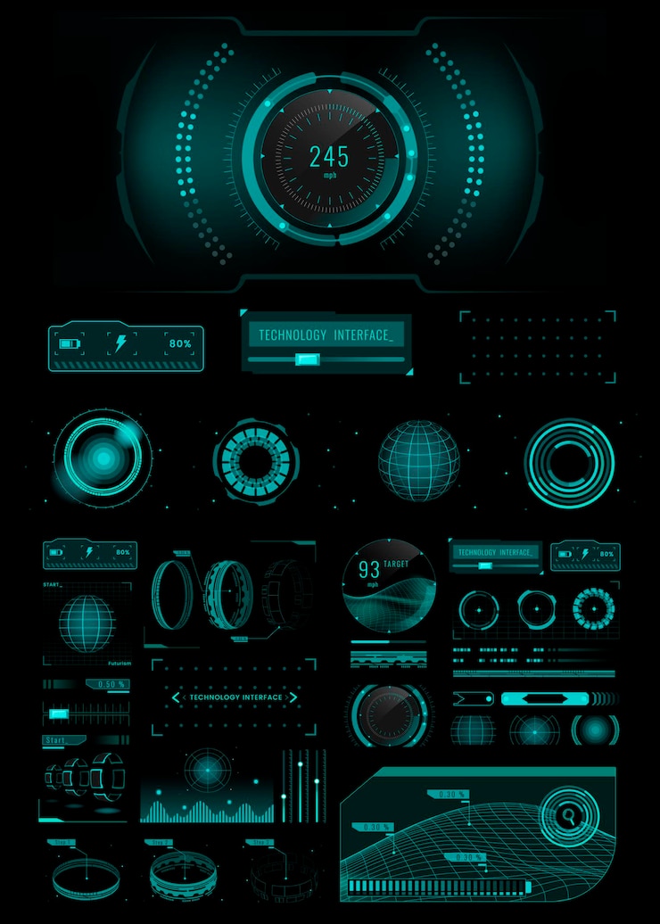 Elementos de diseño de plantilla de interfaz de tecnología de velocidad