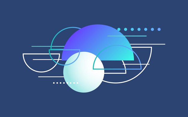 Elementos de diseño superpuestos en la ilustración de Vector de fondo azul