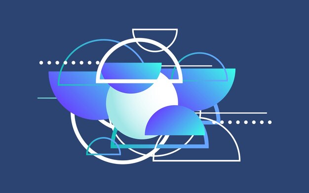 Elementos de diseño superpuestos en la ilustración de Vector de fondo azul