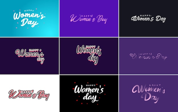 Elementos de diseño tipográfico Pink Happy Women's Day para su uso en el concepto de día internacional de la mujer diseño minimalista ilustración vectorial