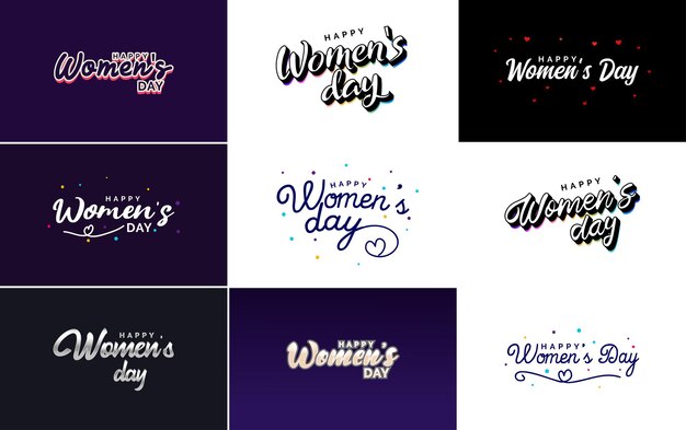 Vector gratuito elementos de diseño tipográfico pink happy women's day para tarjetas de felicitación