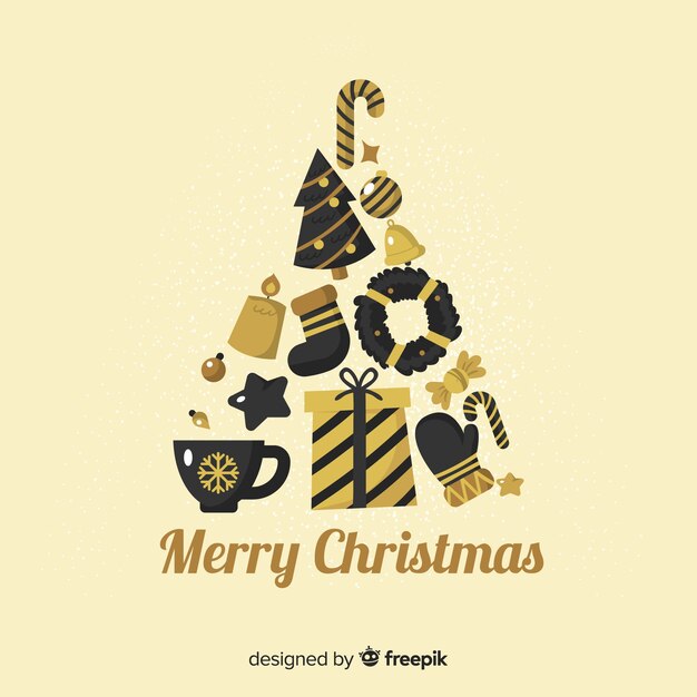 Elementos elegantes de navidad en negro y dorado