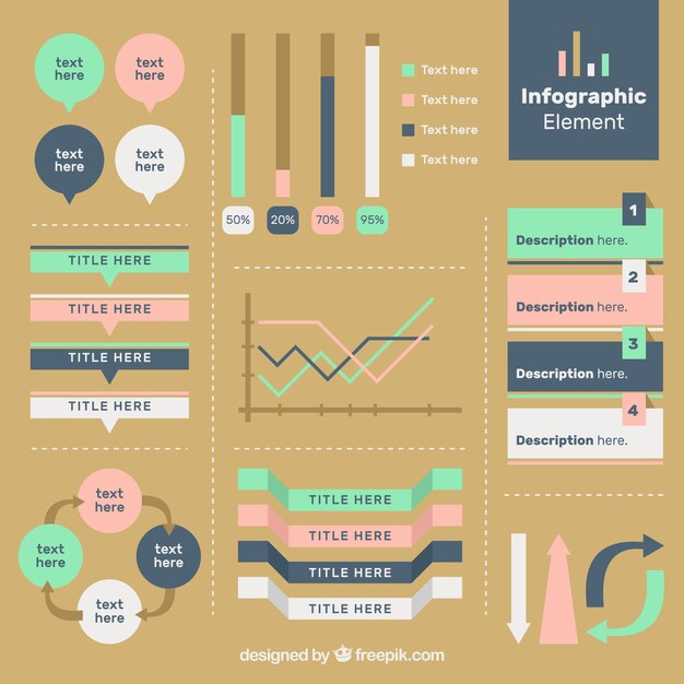 Elementos fantásticos en colores pastel para infografías