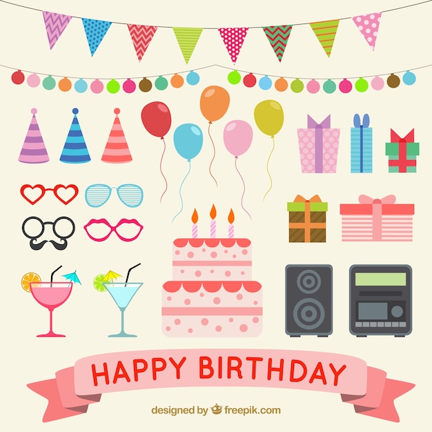 Elementos del feliz cumpleaños