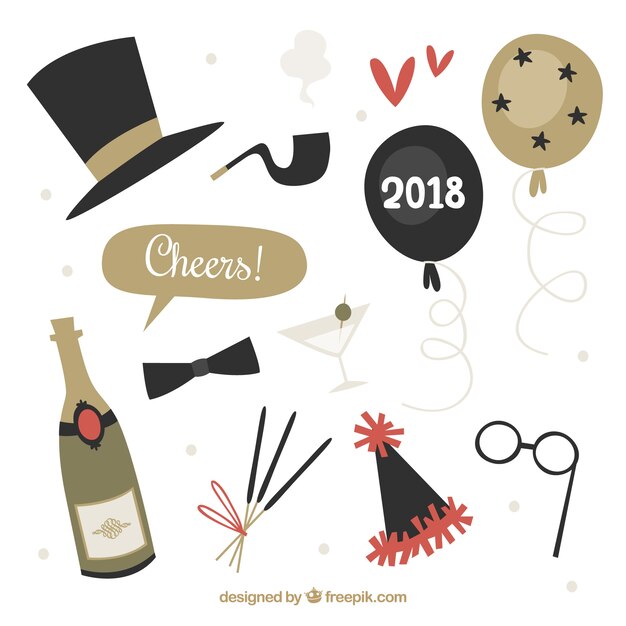 Elementos de fiesta de año nuevo