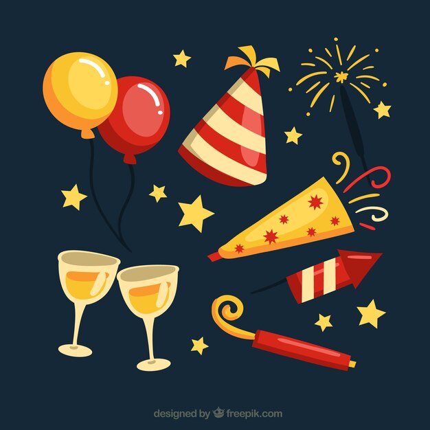 Elementos de fiesta de año nuevo