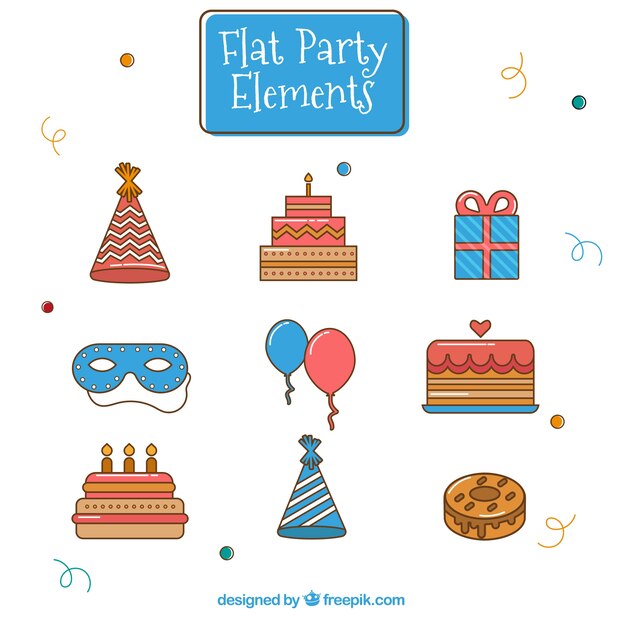 Elementos de la fiesta planas