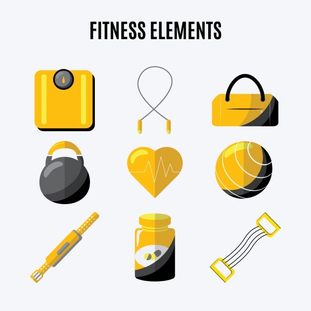 Vector gratuito elementos de fitness en diseño plano