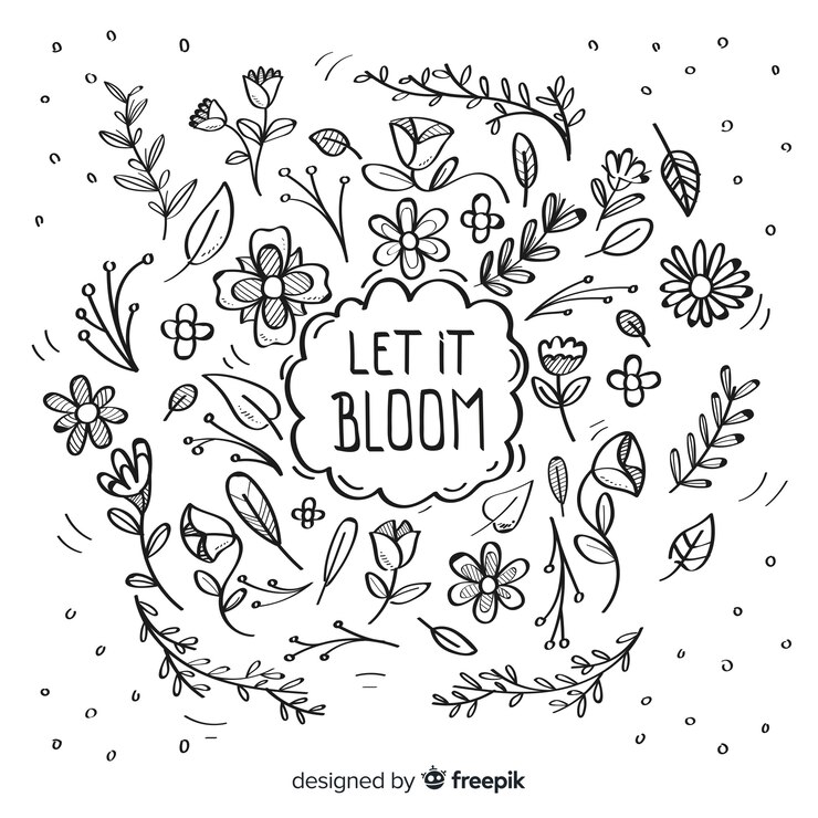 Vector gratuito elementos florales de decoración dibujados a mano