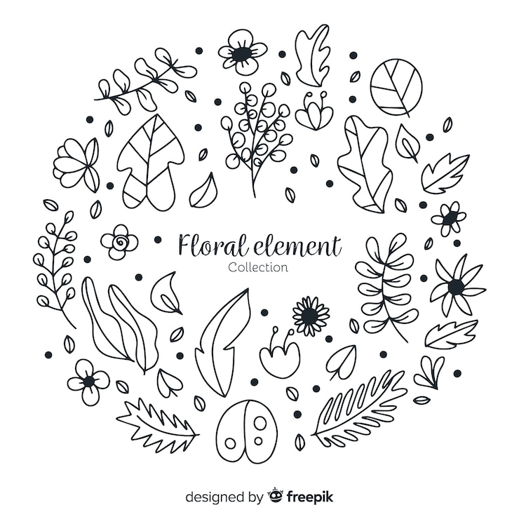 Vector gratuito elementos florales de decoración dibujados a mano