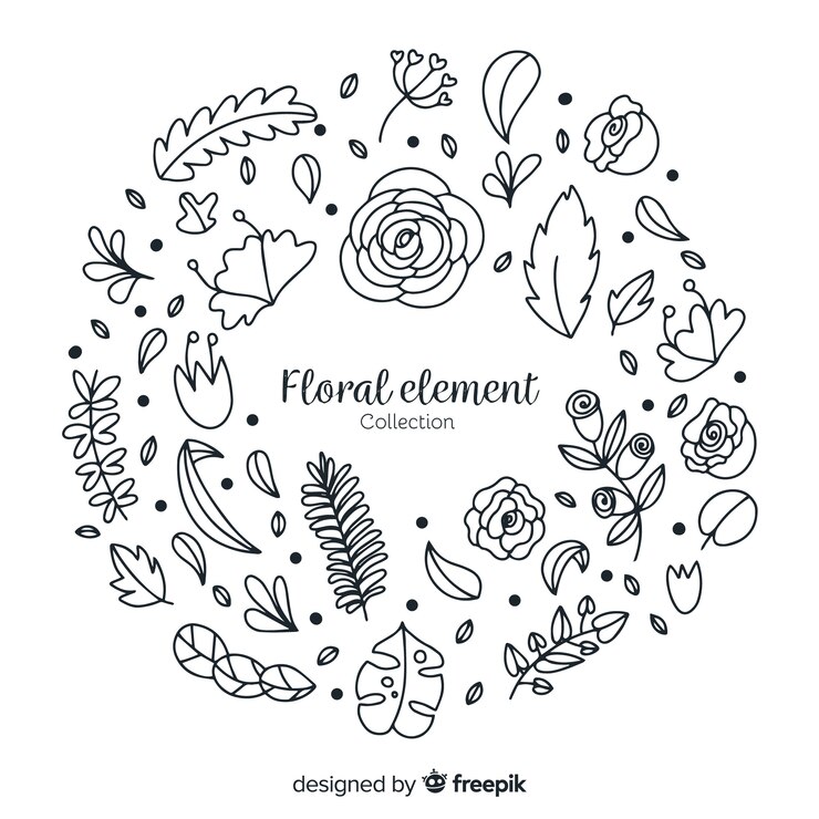 Vector gratuito elementos florales de decoración dibujados a mano