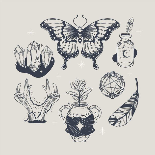 Elementos de grabado boho