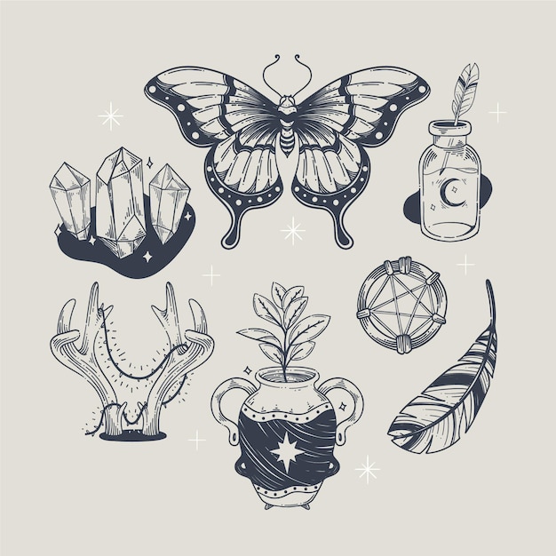 Elementos de grabado boho