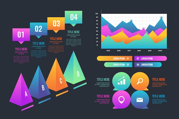 Elementos de gradiente de infografía