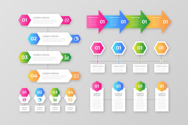 Elementos de gradiente de infografía