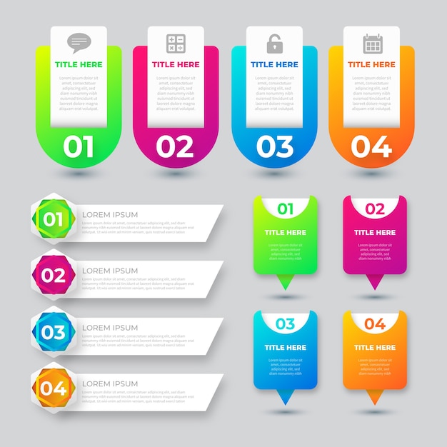Elementos de gradiente infografía