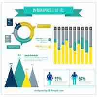 Vector gratuito elementos y gráficos infografía conjunto